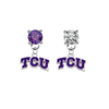TCU Horned Frogs PURPLE & CLEAR Swarovski Crystal Stud Rhinestone Earrings