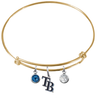 Tampa Bay Rays Style 2 Gold MLB Expandable Wire Bangle Charm Bracelet