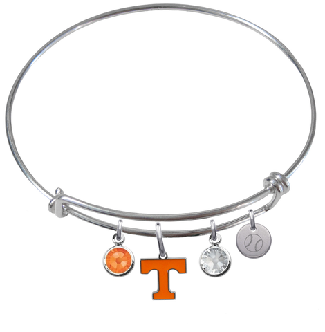 Tennessee Volunteers Softball Expandable Wire Bangle Charm Bracelet