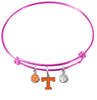 Tennessee Volunteers Vols PINK Color Edition Expandable Wire Bangle Charm Bracelet