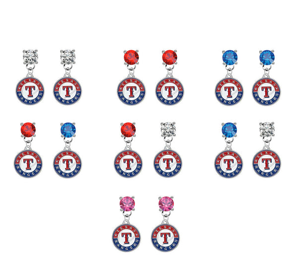 Texas Rangers MLB Swarovski Crystal Stud Rhinestone Earrings