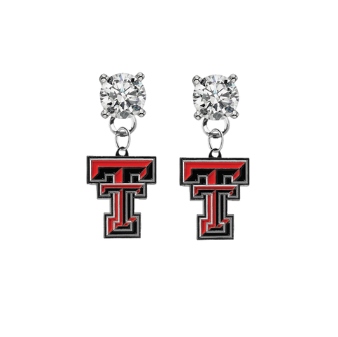 Texas Tech Red Raiders CLEAR Swarovski Crystal Stud Rhinestone Earrings