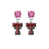 Texas Tech Red Raiders PINK Swarovski Crystal Stud Rhinestone Earrings