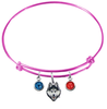UConn Connecticut Huskies PINK Color Edition Expandable Wire Bangle Charm Bracelet