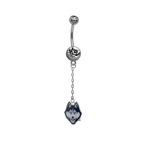 UConn Connecticut Huskies Dangle Chain Belly Button Navel Ring