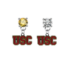 USC Southern California Trojans GOLD & CLEAR Swarovski Crystal Stud Rhinestone Earrings