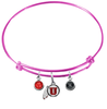 Utah Utes PINK Color Edition Expandable Wire Bangle Charm Bracelet