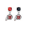 Utah Utes RED & BLACK Swarovski Crystal Stud Rhinestone Earrings