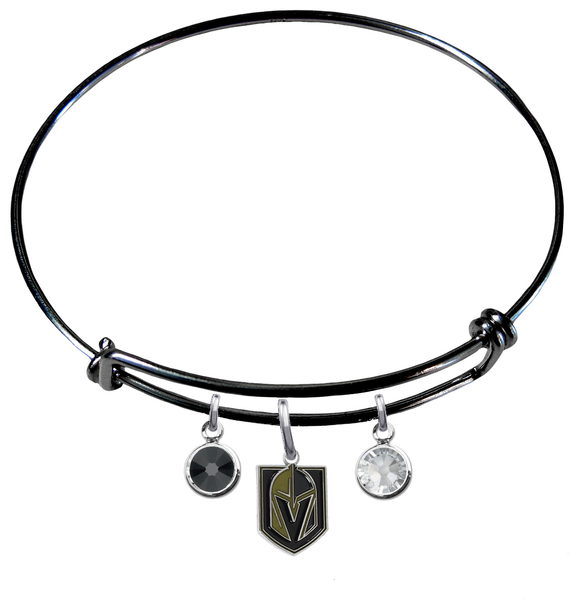 Vegas Golden Knights Color Edition BLACK Expandable Wire Bangle Charm Bracelet