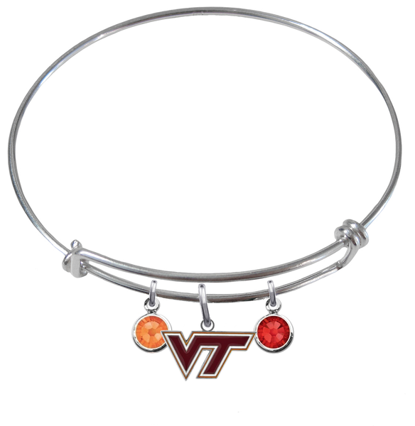 Virginia Tech Hokies NCAA Expandable Wire Bangle Charm Bracelet