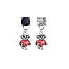Wisconsin Badgers Mascot BLACK & CLEAR Swarovski Crystal Stud Rhinestone Earrings