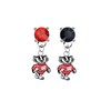 Wisconsin Badgers Mascot RED & BLACK Swarovski Crystal Stud Rhinestone Earrings