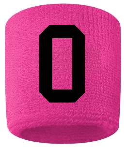 Number 0 Custom Hot Pink w/ Black #'s Sweatband Wristband Embroidered Stitched