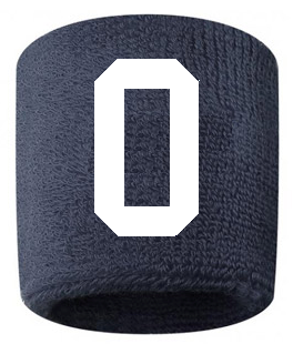 Number 0 Custom Navy Blue w/ White #'s Sweatband Wristband Embroidered Stitched