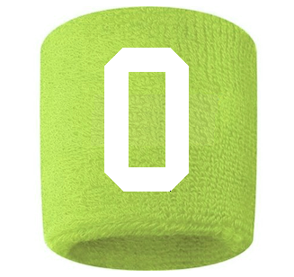 Number 0 Custom Volt Neon Lime Green w/ White #'s Sweatband Wristband Embroidered Stitched