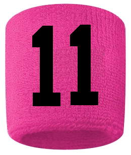 Number 11 Custom Hot Pink w/ Black #'s Sweatband Wristband Embroidered Stitched