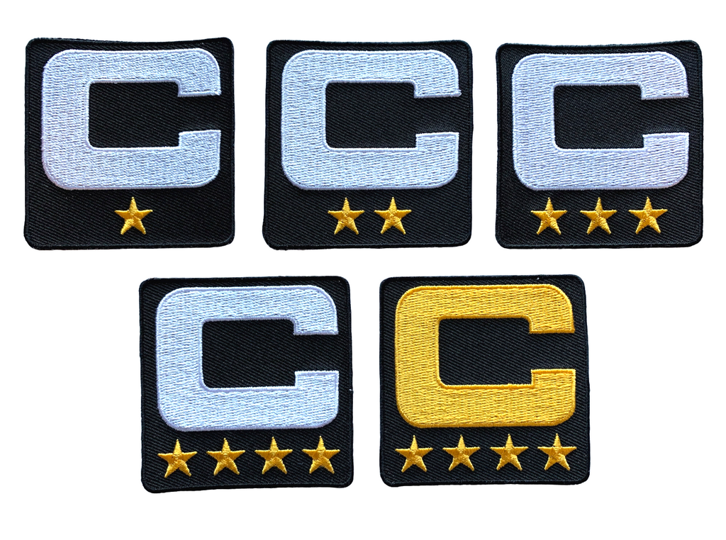 2025 Black Captain C Patch w/ Stars Iron On Jersey Football Captains Patch Premium Embroidered Stitched