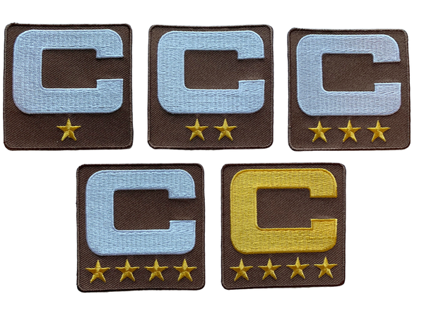 2025 Brown Captain C Patch w/ Stars Iron On Jersey Football Captains Patch Premium Embroidered Stitched