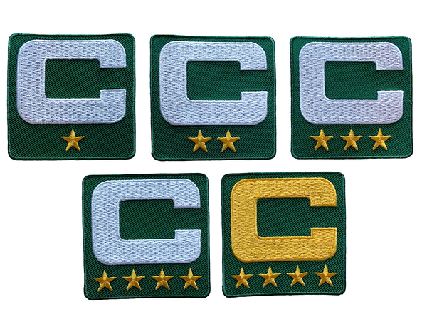 2025 Green Captain C Patch w/ Stars Iron On Jersey Football Captains Patch Premium Embroidered Stitched
