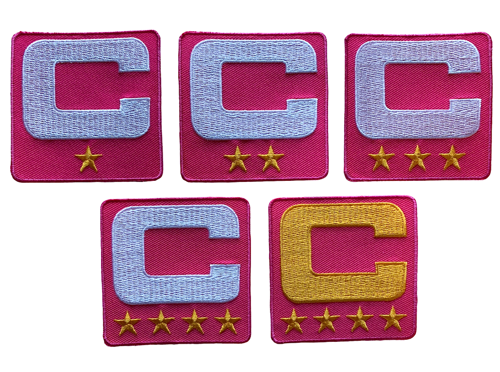 2025 Hot Pink Captain C Patch w/ Stars Iron On Jersey Football Captains Patch Premium Embroidered Stitched
