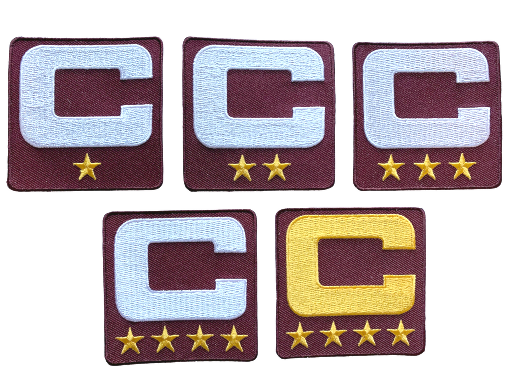 2025 Maroon Captain C Patch w/ Stars Iron On Jersey Football Captains Patch Premium Embroidered Stitched