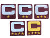2025 Maroon Captain C Patch w/ Stars Iron On Jersey Football Captains Patch Premium Embroidered Stitched