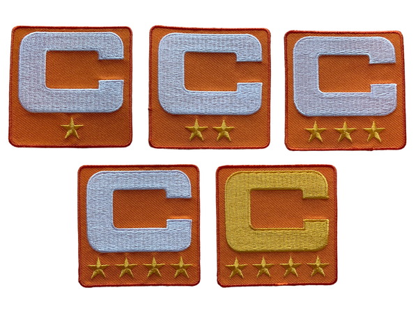 2025 Orange Captain C Patch w/ Stars Iron On Jersey Football Captains Patch Premium Embroidered Stitched