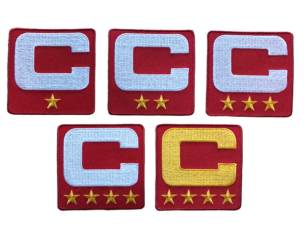 2025 Red Captain C Patch w/ Stars Iron On Jersey Football Captains Patch Premium Embroidered Stitched