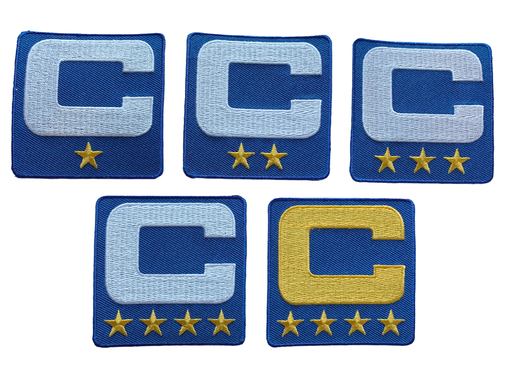 2025 Royal Blue Captain C Patch w/ Stars Iron On Jersey Football Captains Patch Premium Embroidered Stitched