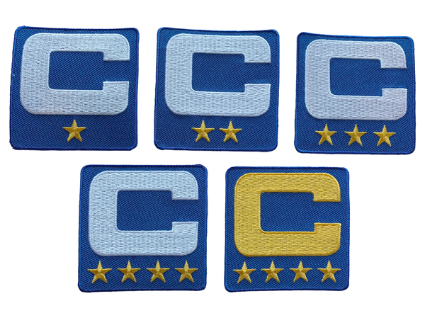 2025 Royal Blue Captain C Patch w/ Stars Iron On Jersey Football Captains Patch Premium Embroidered Stitched