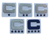 2025 White Navy Blue Metallic Silver COLOR RUSH Captain C Patch w/ Stars Iron On Jersey Football Captains Patch Premium Embroidered Stitched