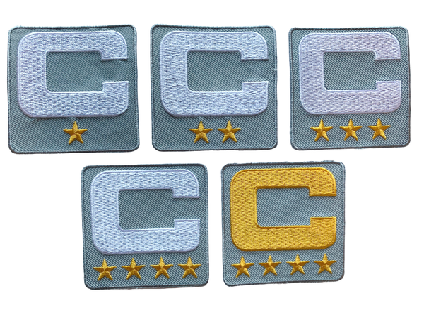 2025 Gray Captain C Patch w/ Stars Iron On Jersey Football Captains Patch Premium Embroidered Stitched