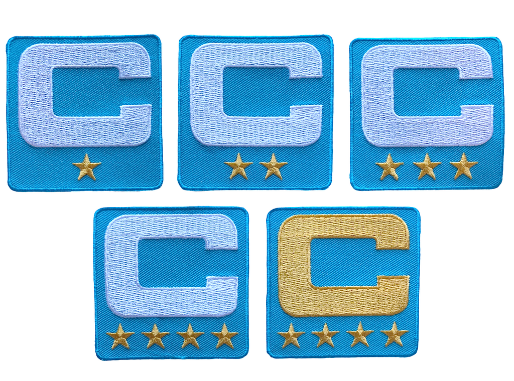2025 Light Blue Captain C Patch w/ Stars Iron On Jersey Football Captains Patch Premium Embroidered Stitched