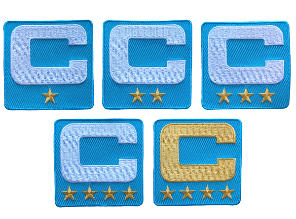 2025 Light Blue Captain C Patch w/ Stars Iron On Jersey Football Captains Patch Premium Embroidered Stitched