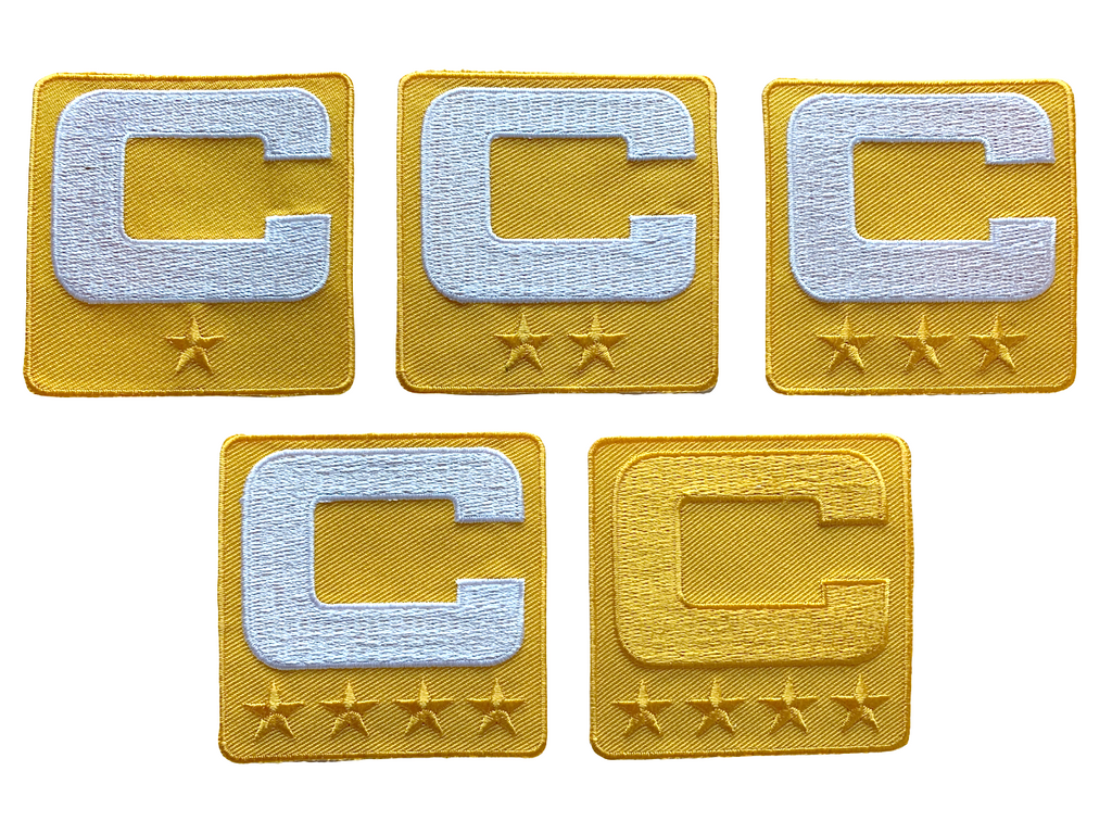 2025 Yellow Gold Captain C Patch w/ Stars Iron On Jersey Football Captains Patch Premium Embroidered Stitched