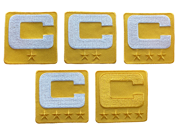 2025 Yellow Gold Captain C Patch w/ Stars Iron On Jersey Football Captains Patch Premium Embroidered Stitched