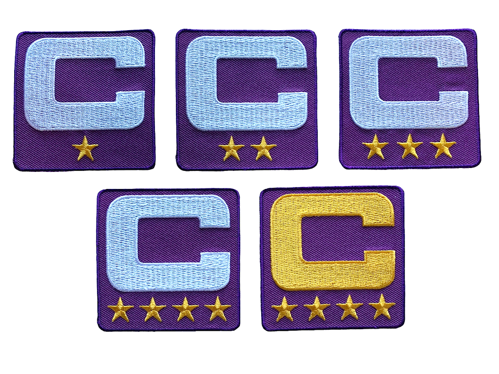 2025 Purple Captain C Patch w/ Stars Iron On Jersey Football Captains Patch Premium Embroidered Stitched