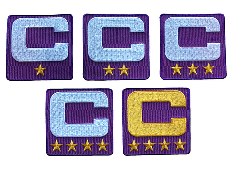 2025 Purple Captain C Patch w/ Stars Iron On Jersey Football Captains Patch Premium Embroidered Stitched