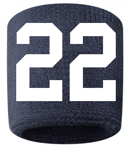 Number 22 Custom Navy Blue w/ White #'s Sweatband Wristband Embroidered Stitched