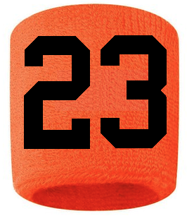Number 23 Custom Orange w/ Black #'s Sweatband Wristband Embroidered Stitched