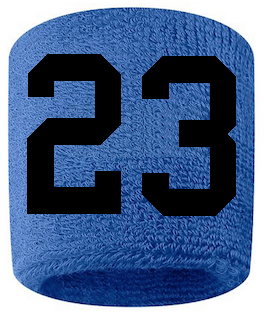 Number 23 Custom Royal Blue w/ Black #'s Sweatband Wristband Embroidered Stitched