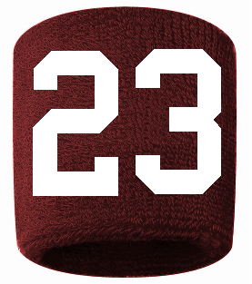 Number 23 Custom Maroon w/ White #'s Sweatband Wristband Embroidered Stitched - SportsJewelryProShop