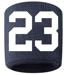 Number 23 Custom Navy Blue w/ White #'s Sweatband Wristband Embroidered Stitched