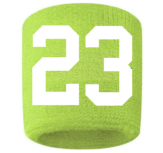 Number 23 Custom Volt Neon Lime Green w/ White #'s Sweatband Wristband Embroidered Stitched