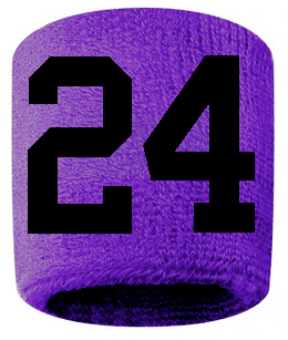 Number 24 Custom Purple w/ Black #'s Sweatband Wristband Embroidered Stitched