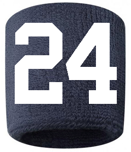 Number 24 Custom Navy Blue w/ White #'s Sweatband Wristband Embroidered Stitched - SportsJewelryProShop