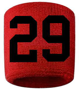 Number 29 Custom Red w/ Black #'s Sweatband Wristband Embroidered Stitched