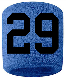 Number 29 Custom Royal Blue w/ Black #'s Sweatband Wristband Embroidered Stitched