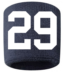 Number 29 Custom Navy Blue w/ White #'s Sweatband Wristband Embroidered Stitched
