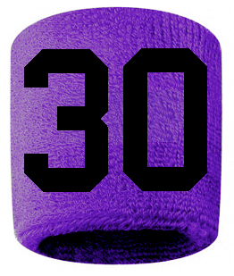 Number 30 Custom Purple w/ Black #'s Sweatband Wristband Embroidered Stitched - SportsJewelryProShop